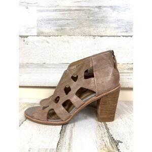 Sofft Women’s 11 Tan Pazia Italian Leather Cut Out Open Toe Heeled Booties Zip